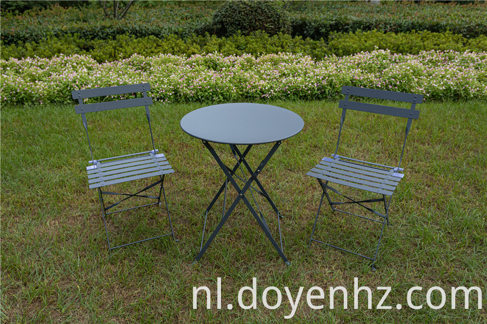 3 Pieces Set of Metal Foldable Outdoor Table and Chairs